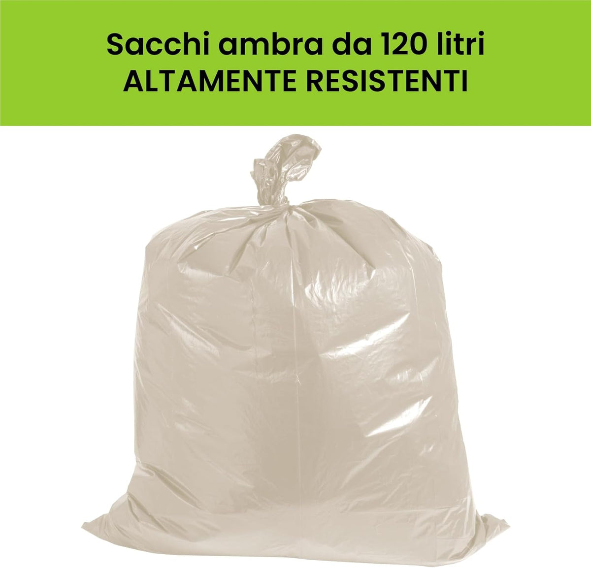 45 Sacchi Ambra Trasparenti Grandi Resistenti misura 90x120 cm in Plastica HDPE, 130 litri, Sacchetti indifferenziata, Buste spazzatura, Bustoni immondizia condominiali, 5 Rotoli da 9 Buste