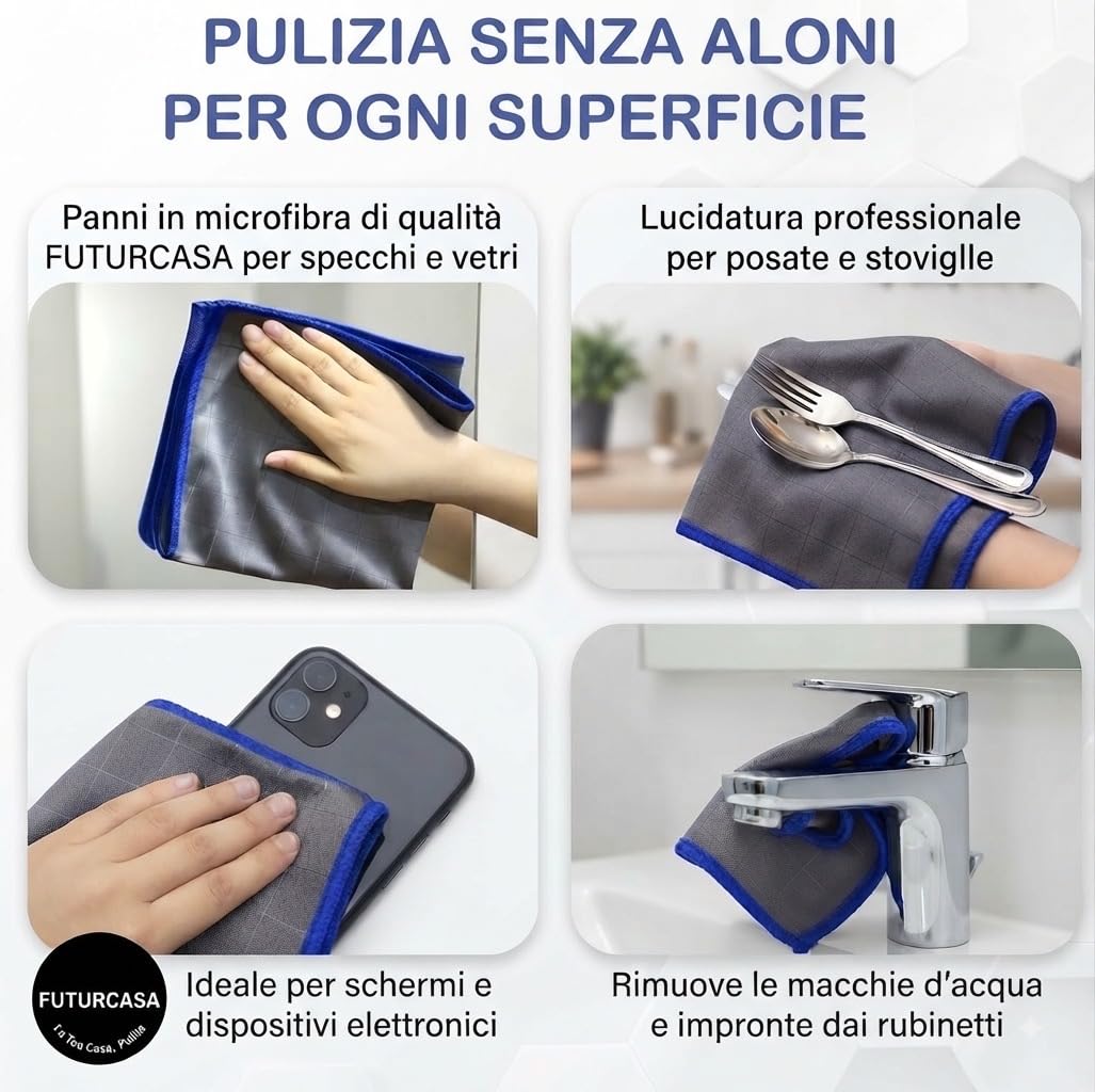Set 3 panni in microfibra e fibra di carbonio – 40×40 cm
