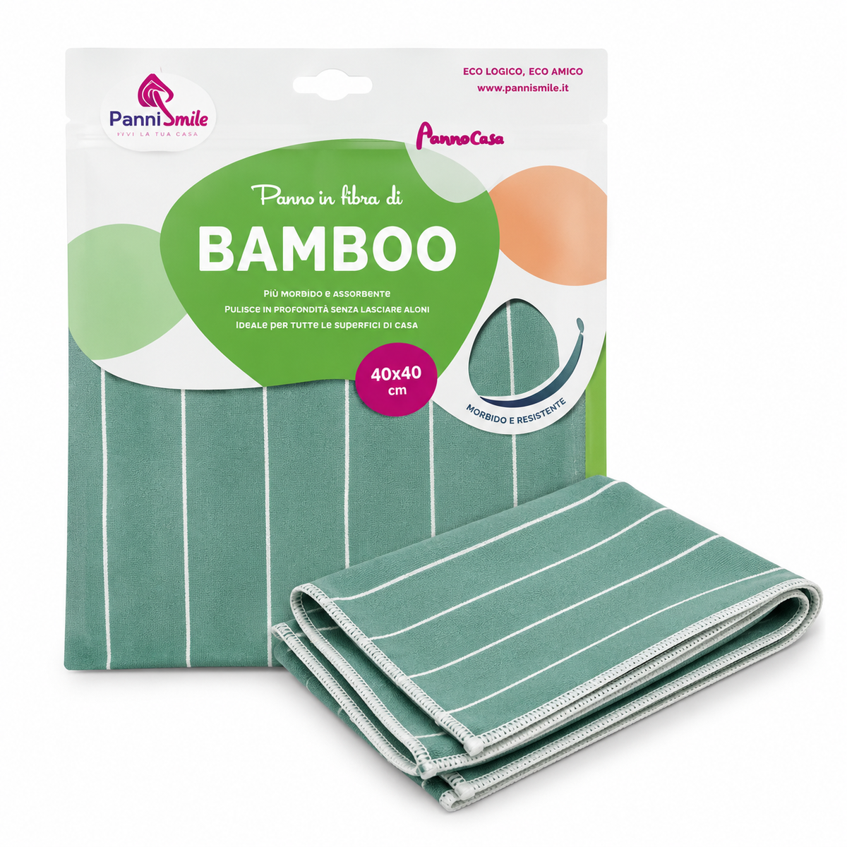 3 Panni in Microfibra e Fibra di Bambù 38x38 cm – Panno Universale Multiuso per Pulizia Casa, Vetri e Superfici – Extra Assorbente e Senza Aloni