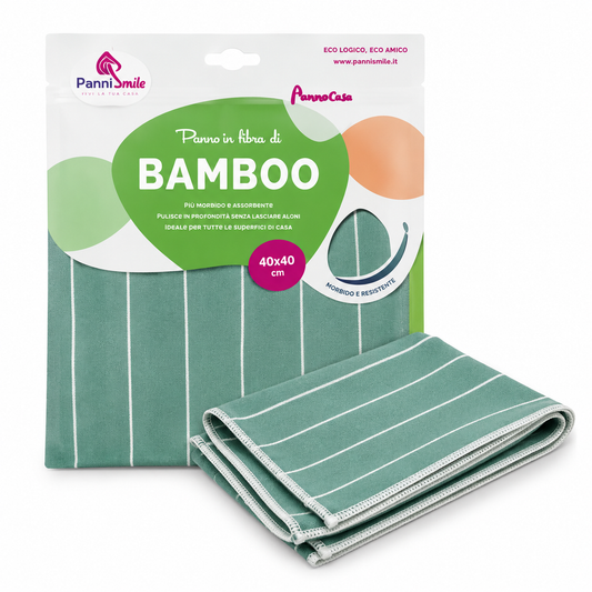 3 Panni in Microfibra e Fibra di Bambù 38x38 cm – Panno Universale Multiuso per Pulizia Casa, Vetri e Superfici – Extra Assorbente e Senza Aloni