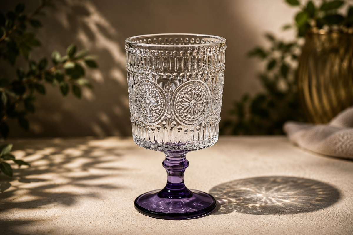 Bicchieri calice in Vetro Colorato Stile Vintage – Set 6 pz