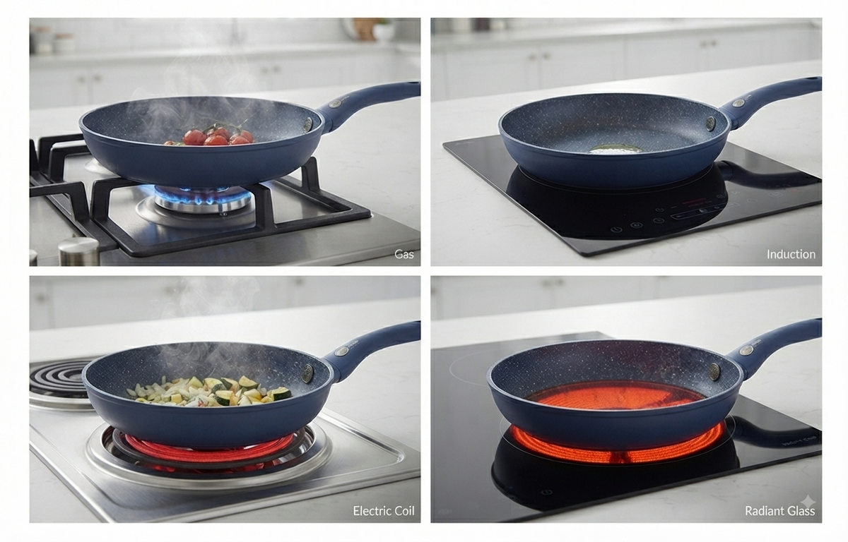 Padella antiaderente GAIA Deluxe effetto pietra – Misure da 16 a 32 cm