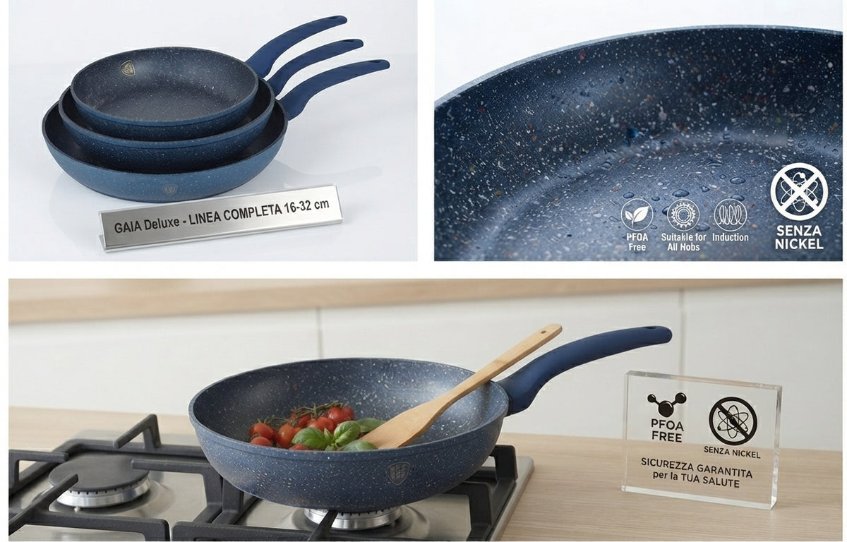 Padella antiaderente GAIA Deluxe effetto pietra – Misure da 16 a 32 cm