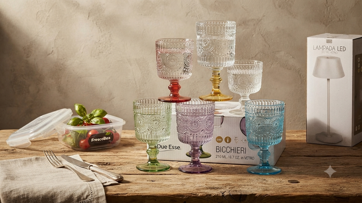 Bicchieri calice in Vetro Colorato Stile Vintage – Set 6 pz