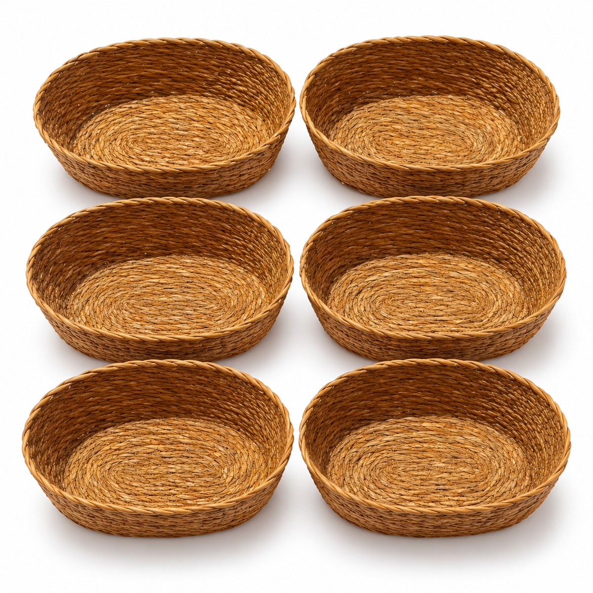 Set di 6 cestini ovali intrecciati – 20 × 14 × 8 cm