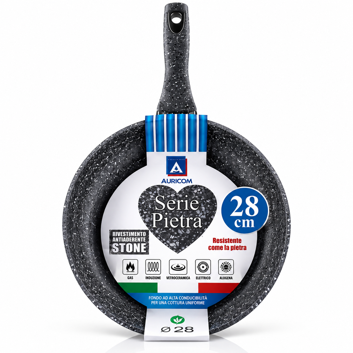 Padella antiaderente Auricom Serie Pietra – Diametri da 20 a 30 cm