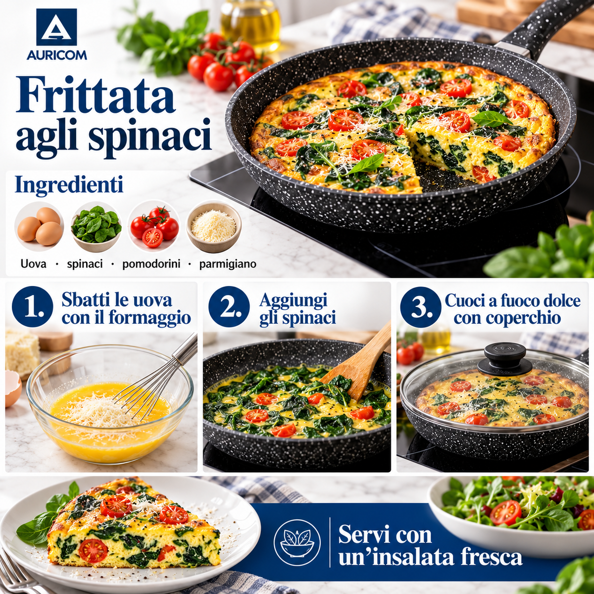 Padella antiaderente Auricom Serie Pietra – Diametri da 20 a 30 cm