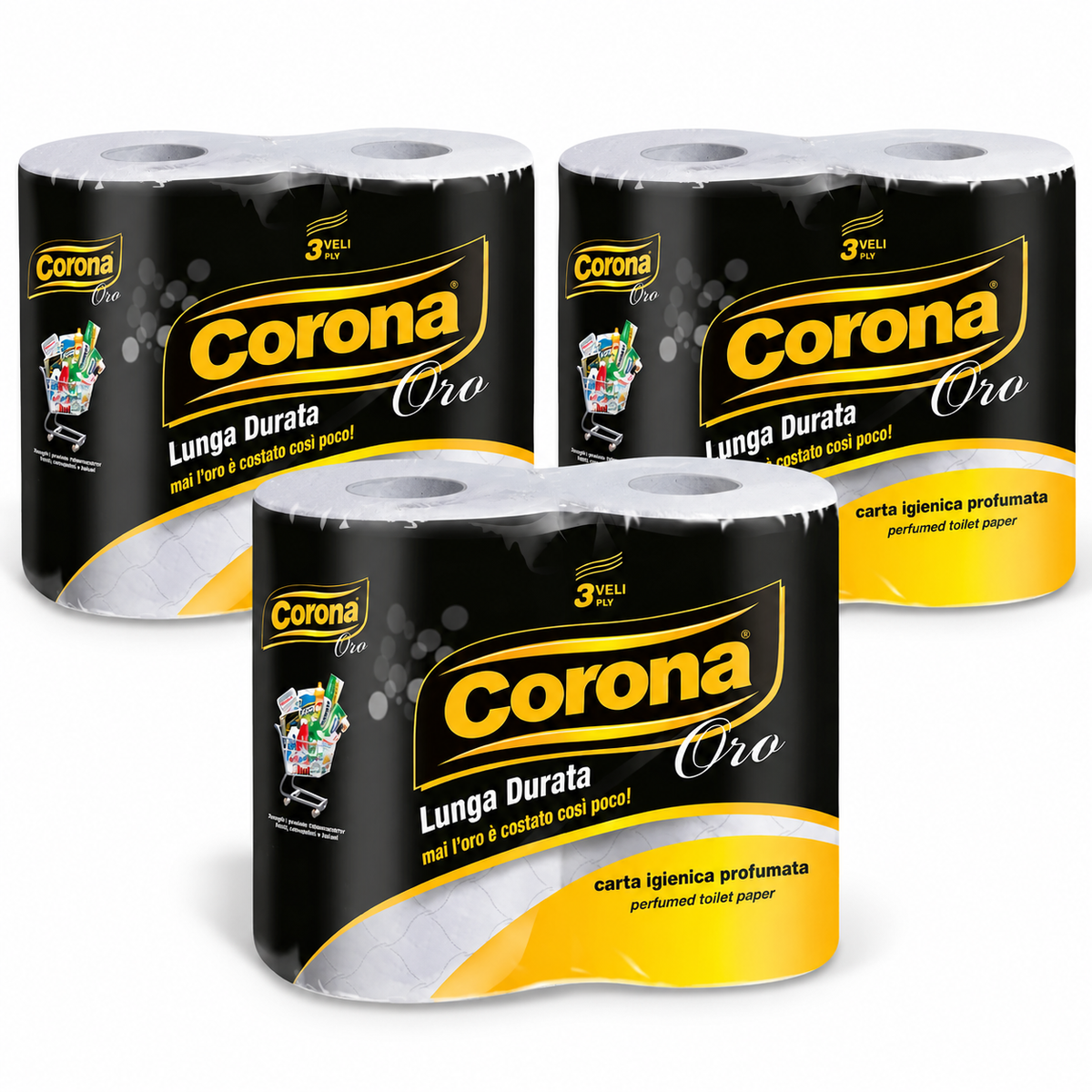 12 rotoloni carta Corona Oro 3 veli