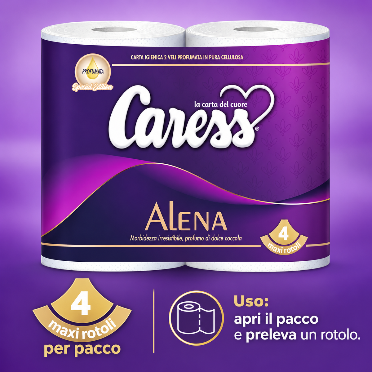 20 maxirotoli carta igienica Caress Alena profumata – 2 veli