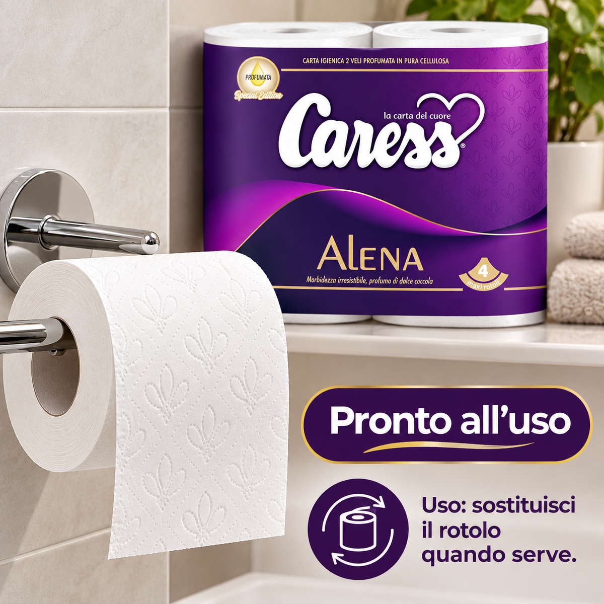 20 maxirotoli carta igienica Caress Alena profumata – 2 veli