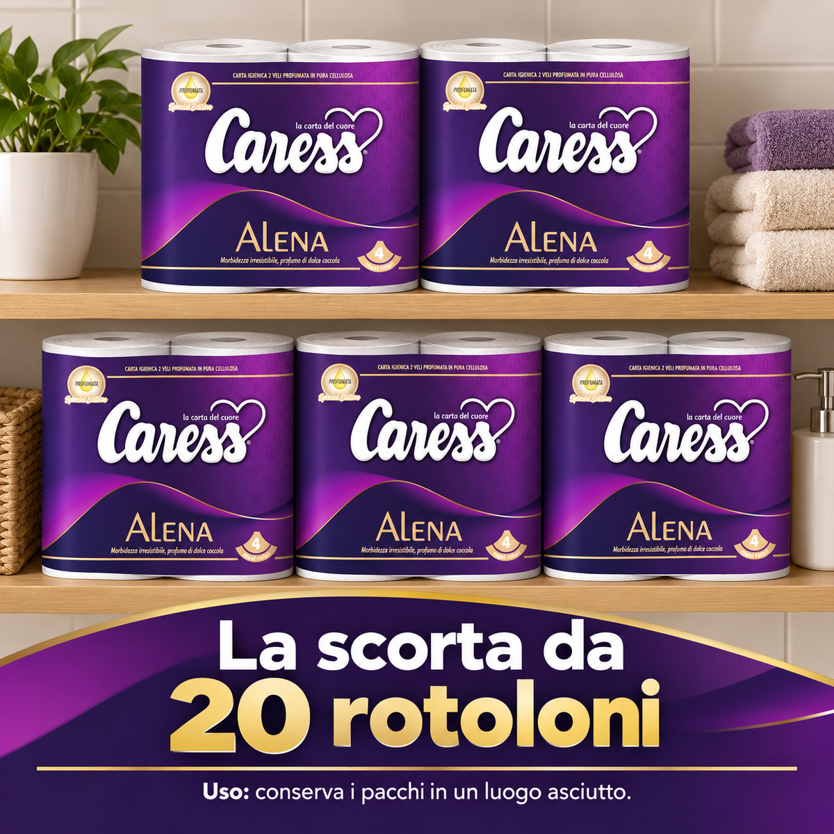 20 maxirotoli carta igienica Caress Alena profumata – 2 veli