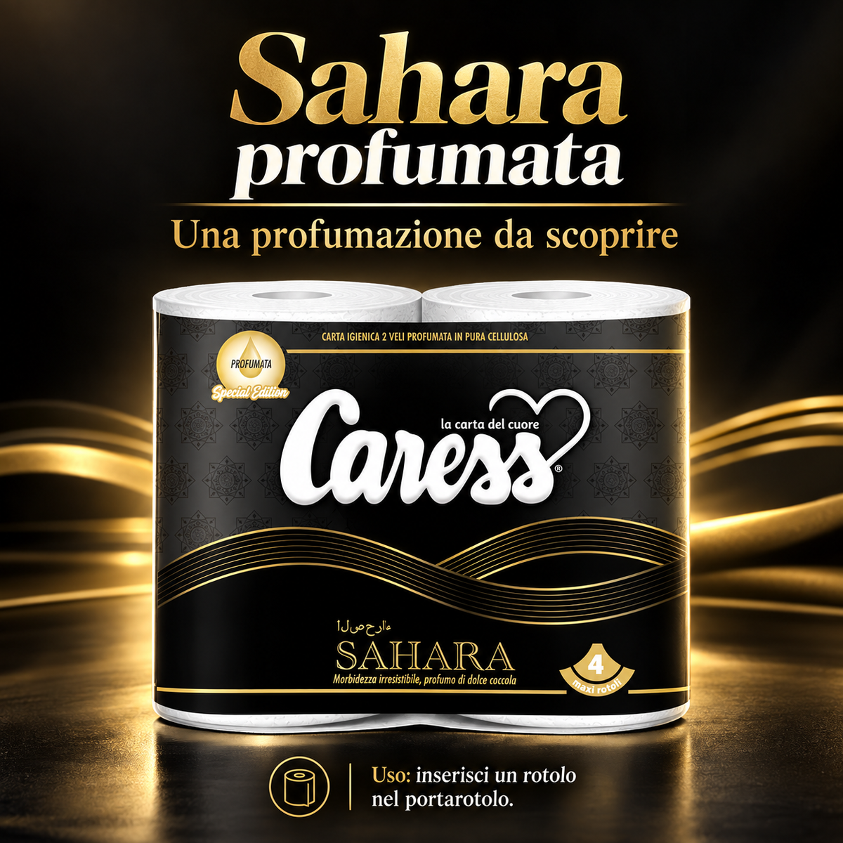 20 maxirotoli carta igienica Caress Sahara profumata – 2 veli