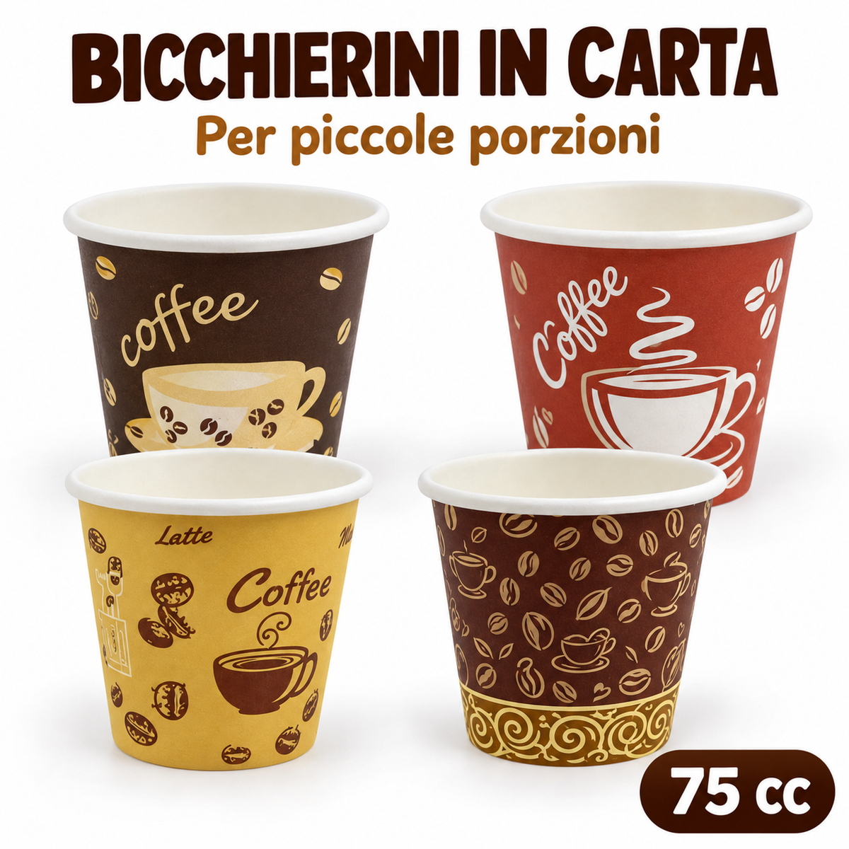 500 bicchierini da caffè in carta 75 ml – grafiche Coffee