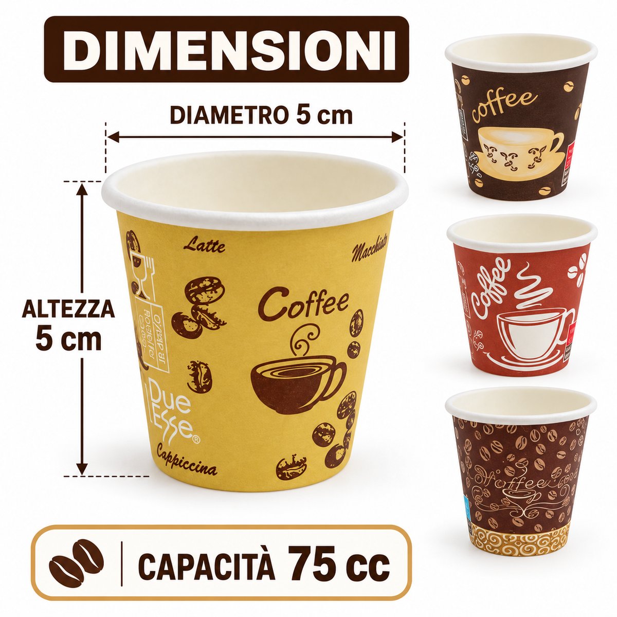 500 bicchierini da caffè in carta 75 ml – grafiche Coffee