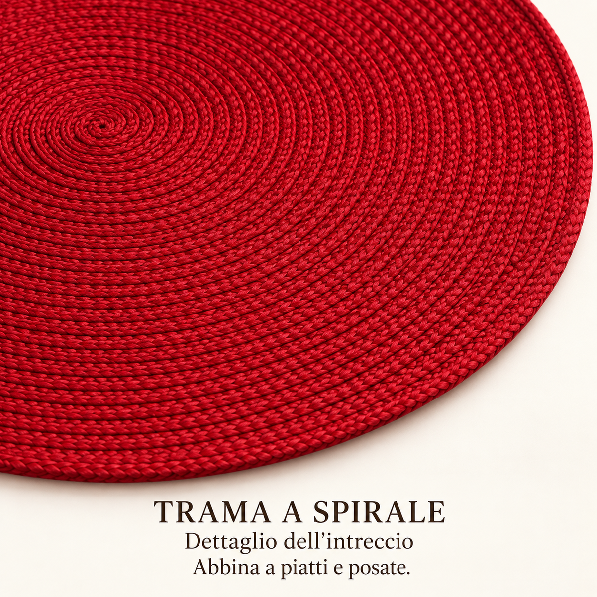 Set di 6 tovagliette rotonde intrecciate – Diametro 38 cm, disponibili in Marrone, Beige e Rosso