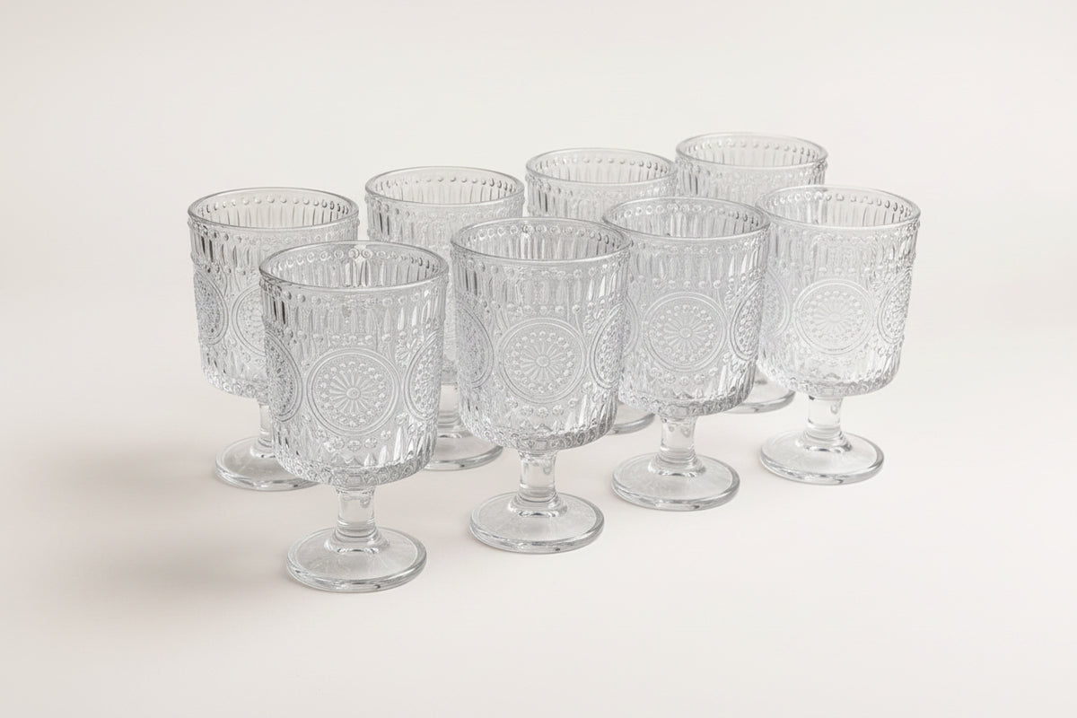 Set 6 bicchieri vintage in vetro trasparente – 210 ml