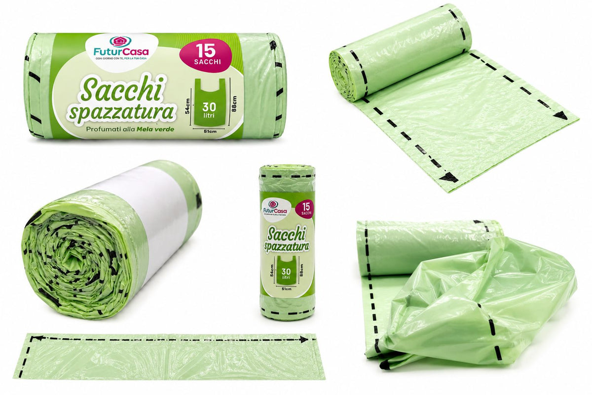 90 sacchi spazzatura 30 L con manici, profumati alla lavanda