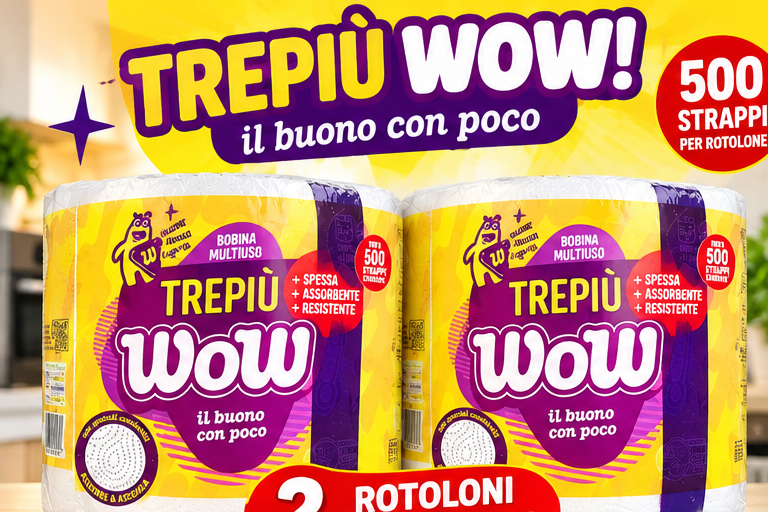 2 maxirotoli  Wow multiuso – 500 strappi per rotolo