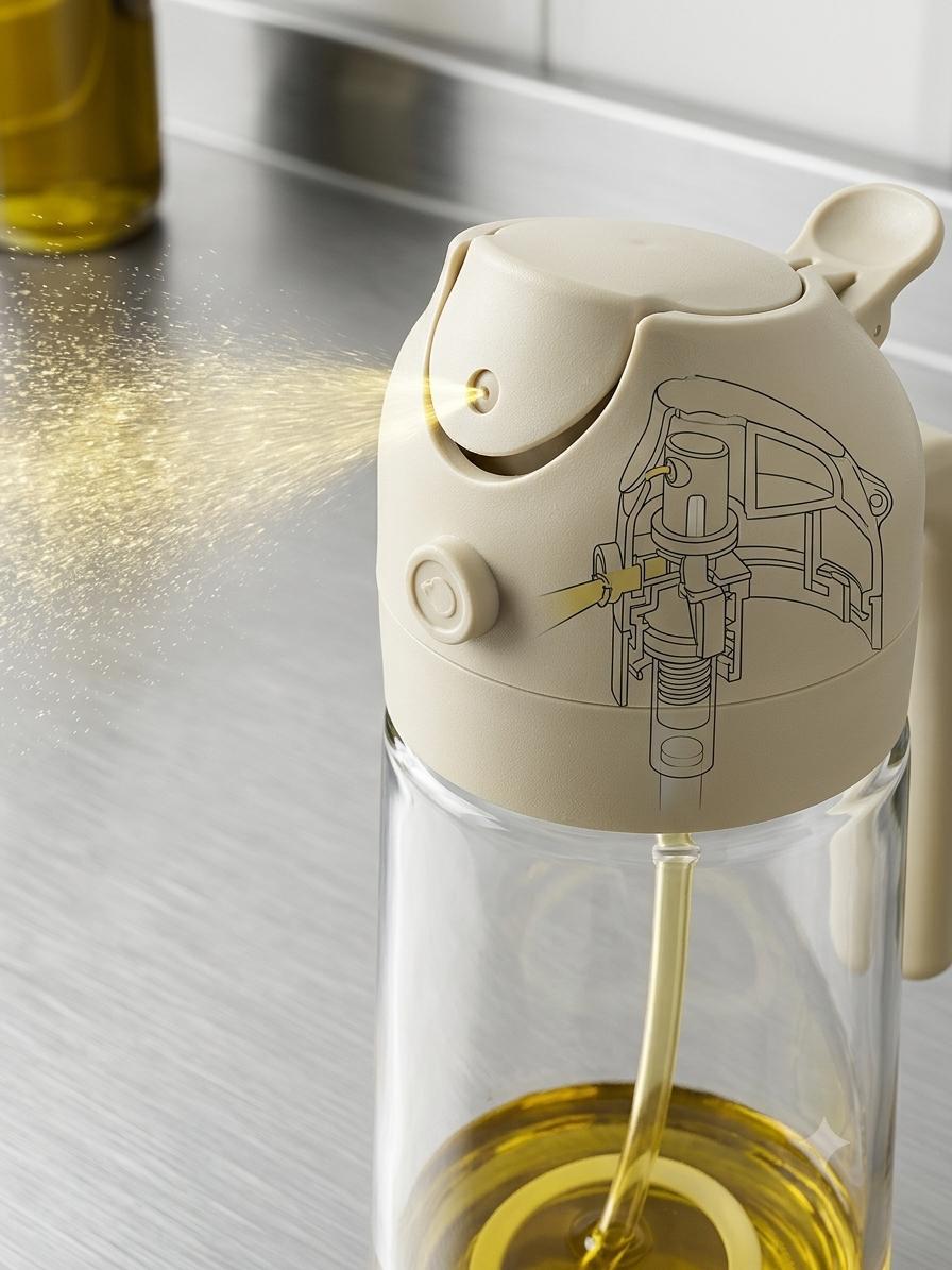 Bottiglia in vetro 470 ml con spray e versatore