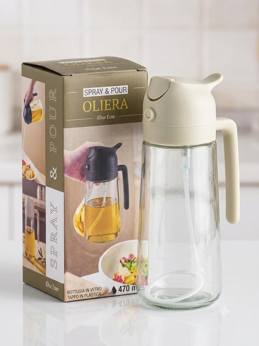 Bottiglia in vetro 470 ml con spray e versatore